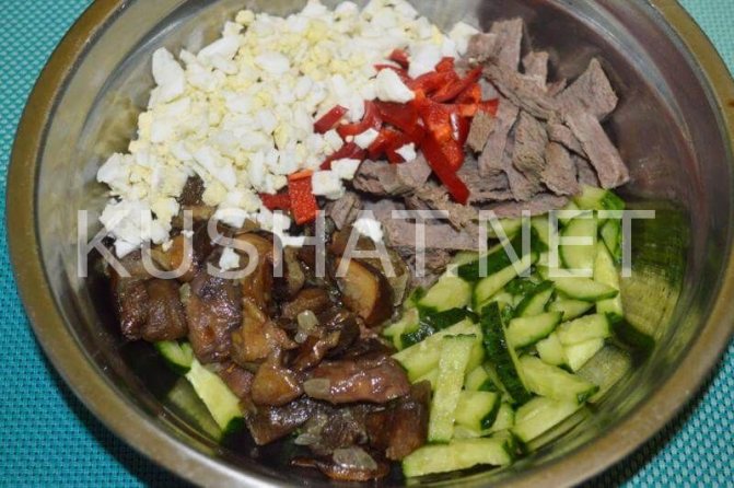 6_салат с говядиной, грибами и огурцами